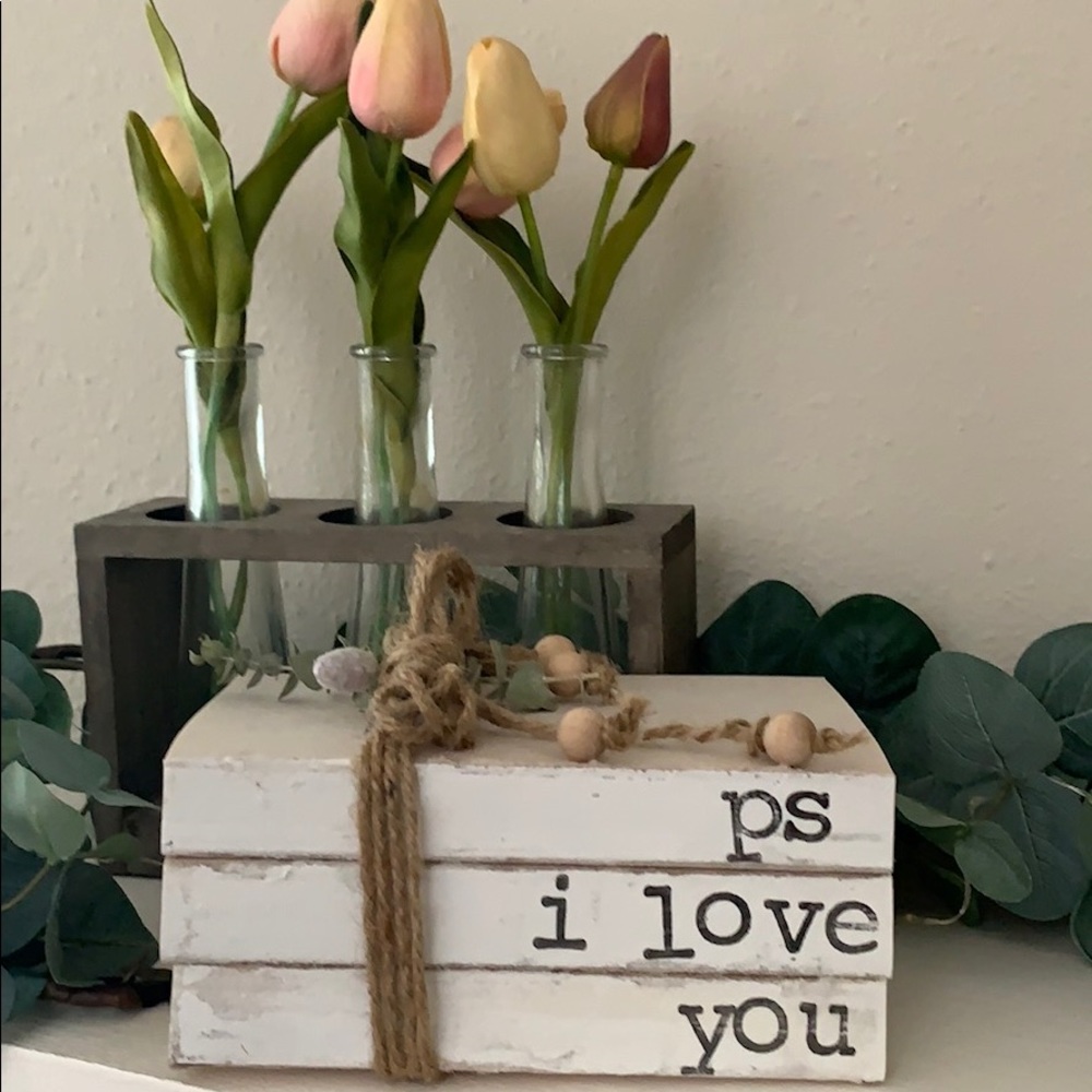 Hand Stamped Decorative Book Stack - Picture 1 of 4
